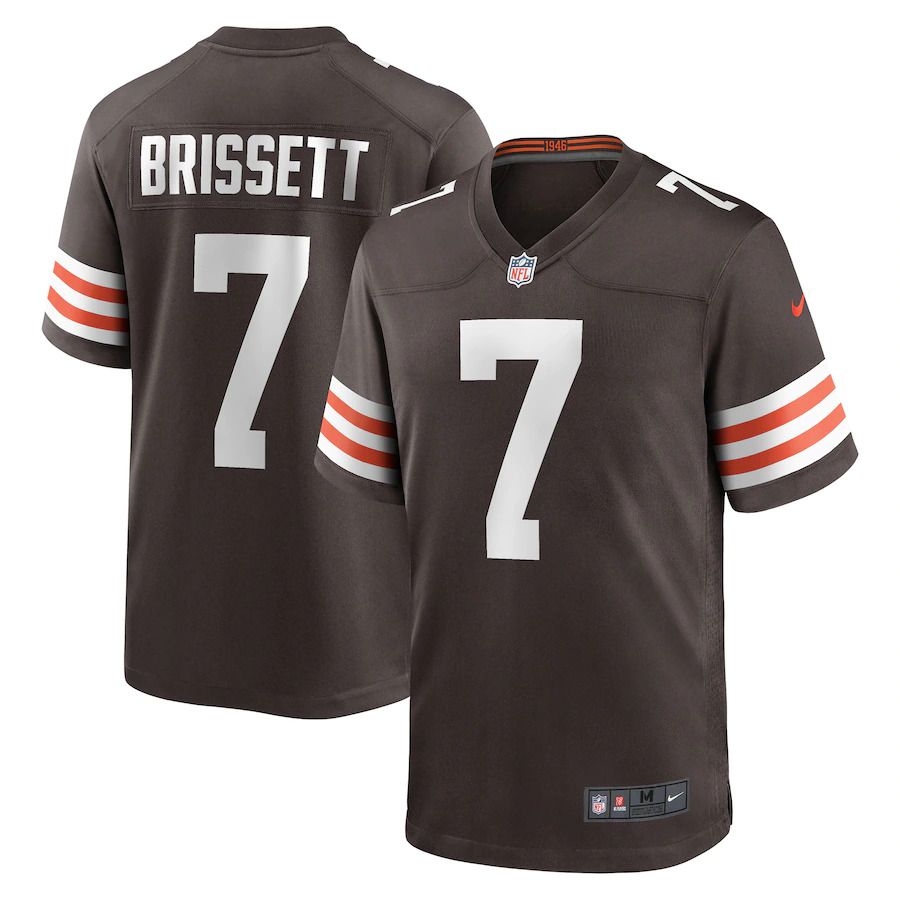 Men Cleveland Browns 7 Jacoby Brissett Nike Brown Game NFL Jersey